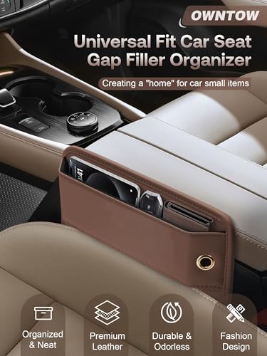 Premium Leather Car Seat Gap Filler Organizer