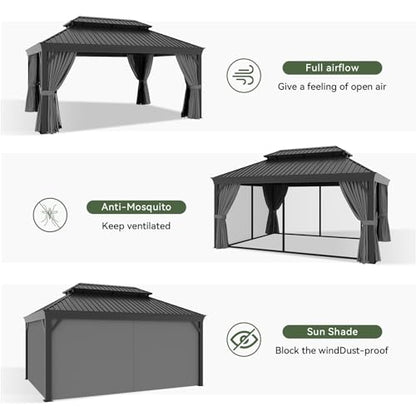 12' X 16' Hardtop Gazebo with Drainage