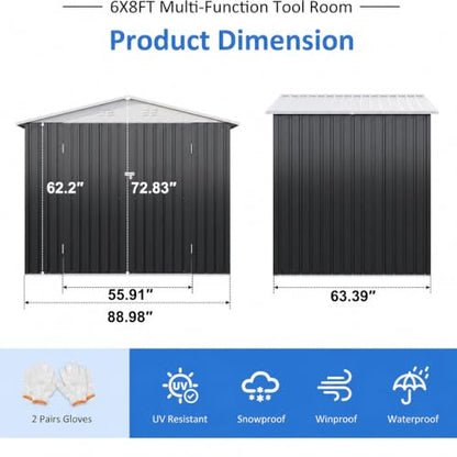 6x8 FT Outdoor Storage Shed