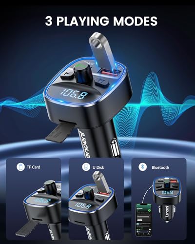Bluetooth 5.4 FM Transmitter Car Adapter 48W PD Fast Charging