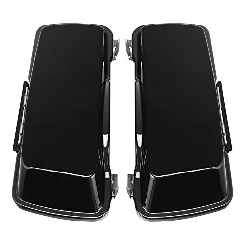 Motorcycle Stretched Saddlebags Vivid Black 5" Extended Hard Saddle Bags W