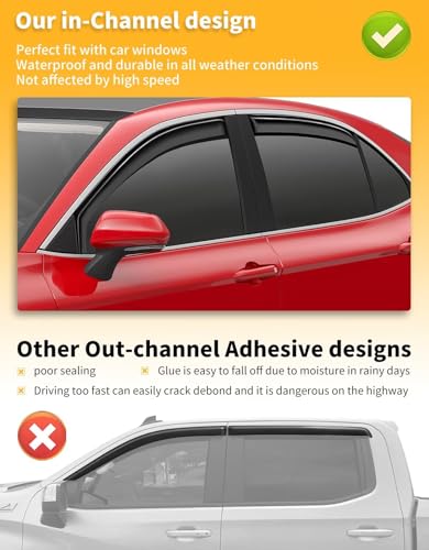 in Channel Window Visors Rain Guards for Toyota Camry 2018 (4 Count)