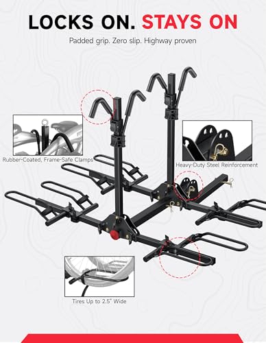 Young 4 Bike Rack Hitch Mount Platform Style Carrier for Cars Trucks SUVs Minivans with 2" Hitch Receiver
