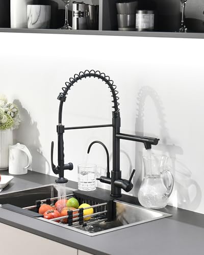 3 in 1 Kitchen Sink Faucet with Drinking Water Faucet Matte Black