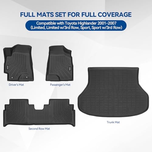 Custom Fit Floor Mats for Toyota Highlander 2001