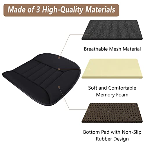Car Seat Cushion Pad 1.2" Thick Comfort Seat Protector for Car Driver Seat Office Chair Home Use Memory Foam Seat Cushion with Non Slip Bottom