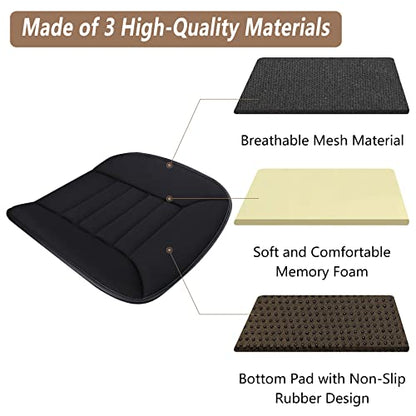 Car Seat Cushion Pad 1.2" Thick Comfort Seat Protector for Car Driver Seat Office Chair Home Use Memory Foam Seat Cushion with Non Slip Bottom