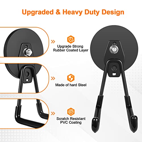 Magnetic Hooks Heavy Duty Rare Earth Magnets with Hooks Large Magnetic Tool Holder for Hanging Garden Tools (4 Count)