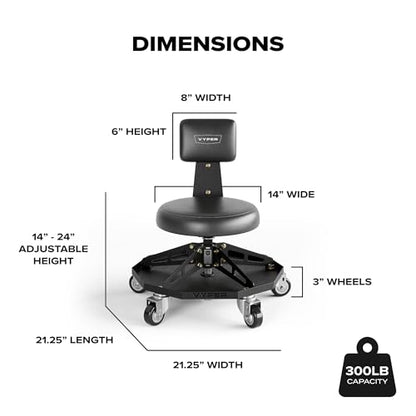 Vyper Robust Steel Sport Shop Chair for Mechanics