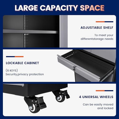 Metal Garage Storage Cabinet with Locking Doors and Adjustable Shelves