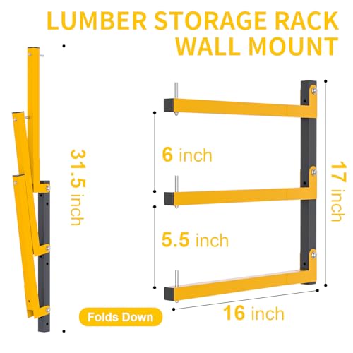 6 PACK Lumber Storage Rack Wall Mount Wood Organizer Storage Racks Heavy Duty Shelf Brackets with 9 (6 Count)