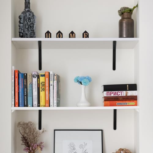 16 Pack L14 x H 10" Black Heavy Duty Shelf Brackets with Screws Metal Shelf Brackets Shelf Support Angle Brackets for Shelves L Brackets Heavy Duty Floating Shelf (16 Count)