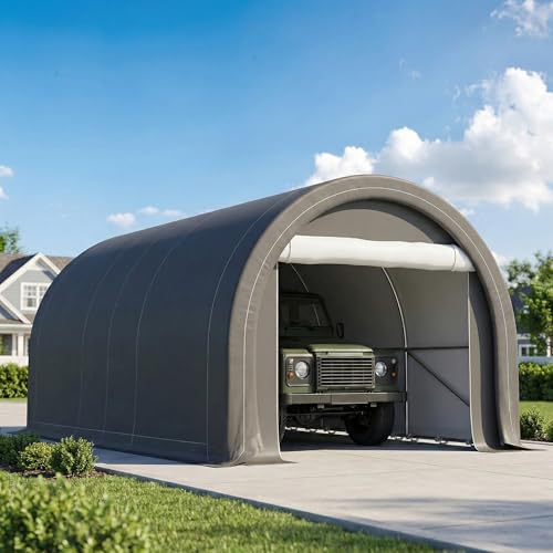 10' x 16' Carport Heavy Duty Portable Garage Storage Tent Gray