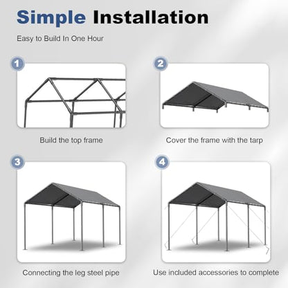 10x20ft Portable Car Tent Garage with UV Resistant Canopy
