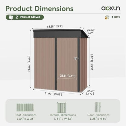 5x3 ft Outdoor Storage Shed