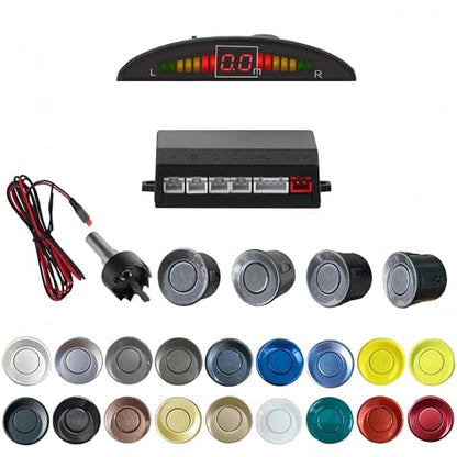 Parking Sensor Kit Backup Sensor Kit Reverse Sensor for Car 18 Color Options for Probes Adjustable Alarm Volume Professional Sensore de Reversa para Carro Safe Driving Assistant（Grey） (4 Count)