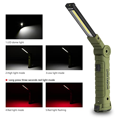 4 Pack Rechargeable LED Work Lights with Magnetic Base and 360° Rotation (4 Count)
