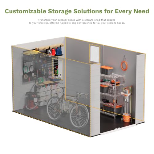 6X10 FT Plastic Outdoor Storage Shed with Floor