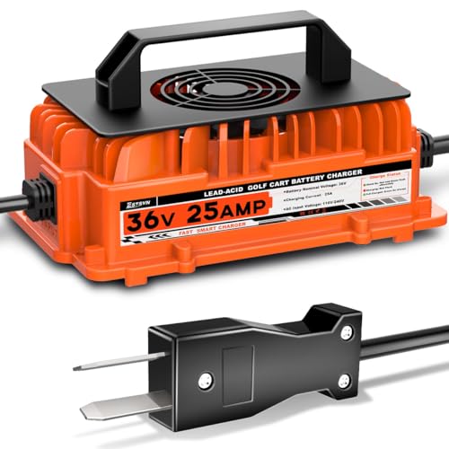 36V 25A Golf Cart Battery Charger 1250W for EZGO & Yamaha with Crowfoot Plug