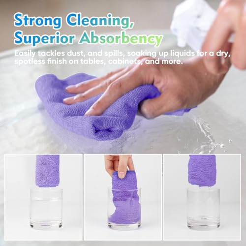 Purple Microfiber Cleaning Cloth 12 Pack 12.5 x 12.5 Inch Microfiber Towels for Cars Ultra Absorbent Cleaning Rags Lint Free Cleaning Towels for Household Kitchen (12 Count)