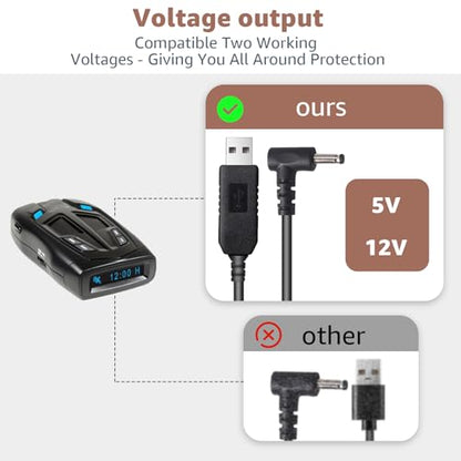 USB to DC3.5 for Cobra Uniden Whistler & Radenso Radar Detector Power Cord (6 Foot)