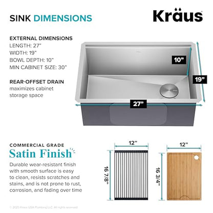 Stainless Steel 27 in Undermount Kitchen Sink KWU110