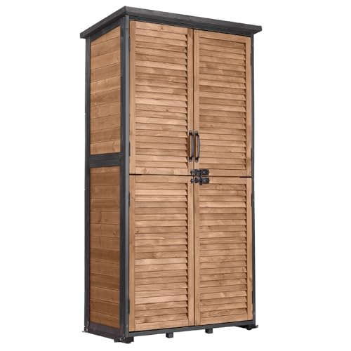 Outdoor Storage Cabinet Upgraded with Metal Frame Durable Storage Shed with Floor and Adjustable Shevels Waterproof Garden Tool Shed