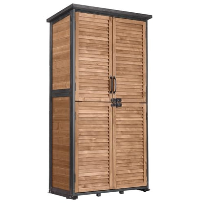 Outdoor Storage Cabinet Upgraded with Metal Frame Durable Storage Shed with Floor and Adjustable Shevels Waterproof Garden Tool Shed