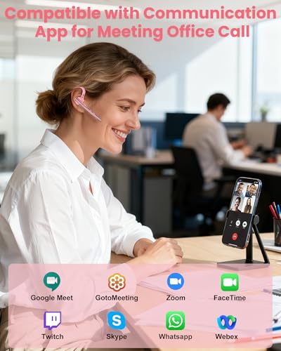 Bluetooth Headset V5.1 72H Talk Time Dual Mic with Mute Button for Business