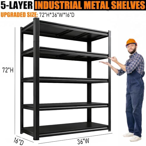 2pack Garage Shelving Heavy Duty Metal Garage Storage Shelves Organizer for Heavy Tools and Equipment (5 Count)