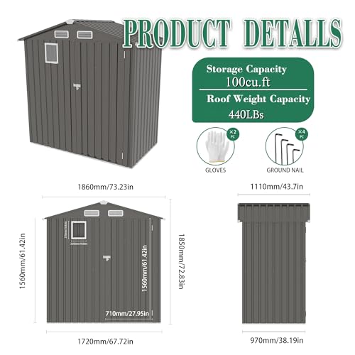 6x3.6FT Outdoor Storage Shed