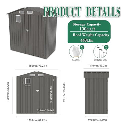 6x3.6FT Outdoor Storage Shed