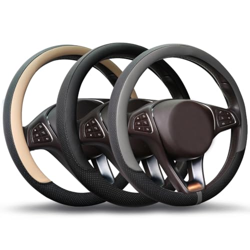 Breathable Car Steering Wheel Cover 15 inch Auto Universal Leather Wrap Non