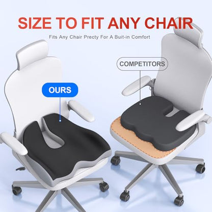 XL Ergonomic Seat Cushion Relieves Sciatica & Tailbone Pain (1000 grams)
