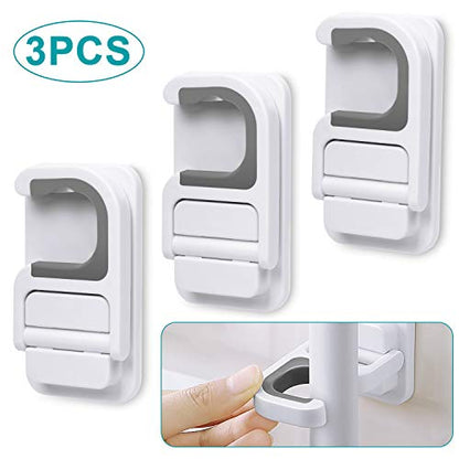 3pack Broom and Mop Holder Wall Mount No Drill Mop and Broom Gripper Mop Handle Hanger Household Cleaning Organizer (3 Count)