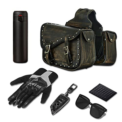 Motorcycle Saddle Bags Genuine Leather Motorcycle Luggage Bag For Softails Sportsters and Choppers