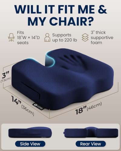 Seat Cushion Memory Foam Chair Cushion for Tailbone Pain Relief