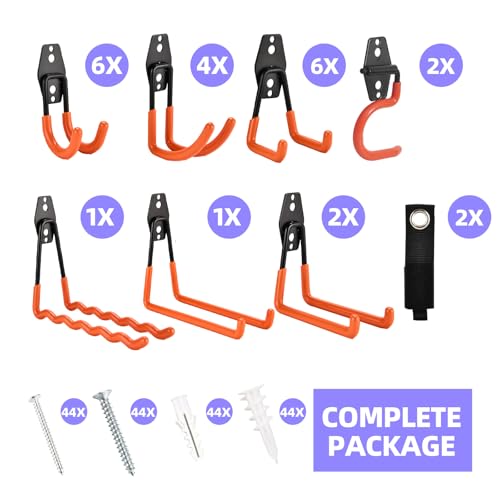 24 Pack Garage Hooks Steel Heavy Duty Garage Storage Hooks Utility Steel Wall Mount Garage Hanger&Organizer for Bikes (24 Count)