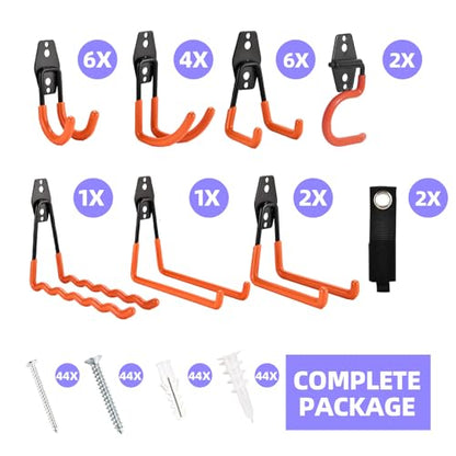 24 Pack Garage Hooks Steel Heavy Duty Garage Storage Hooks Utility Steel Wall Mount Garage Hanger&Organizer for Bikes (24 Count)