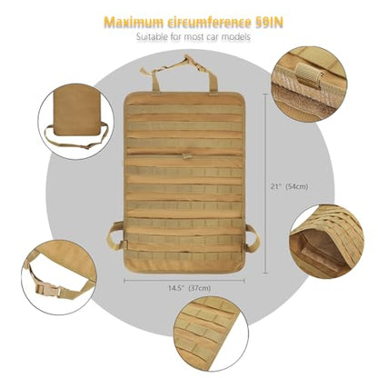 Universal Tactical Seat Back Organizer Vehicle Molle Panel Organizer Storage Bag with 5 Detachable Molle Pouch for All Vehicel Such as Jeep