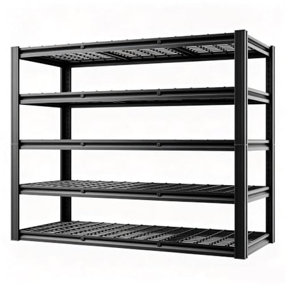 5 Tier 60”W x 20”D x 78”H Shelving Units for Garage 3300LBS Heavy Duty Garage Shelving Metal Storage Shelves Adjustable Industrial Shelving Unit 60 Inch Shelf（Black）