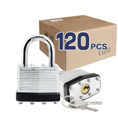 Laminated Keyed Alike Padlock 120 Pack 1.6 (120 Count)