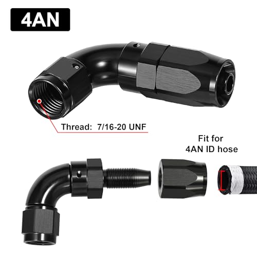 4AN 90 Degree One Piece Full Flow Hose End Fitting Swivel for CPE Braided Hose