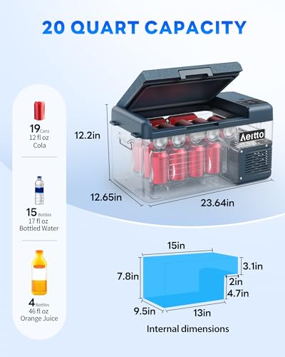12 Volt Car Refrigerator 20Quart Car Fridge Freezer Electric Cooler Portable Cooler 12V Fridge RV Refrigerator