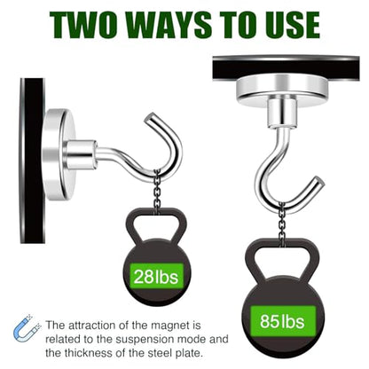 12 Pack Magnetic Hooks Heavy Duty 85lbs Strong Magnets