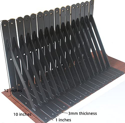 20 Pack L12 x H 8" Black Heavy Duty Shelf Brackets with Screws Metal Shelf Brackets Shelf Support Angle Brackets for Shelves L Brackets Heavy Duty Floating Shelf (20 Count)
