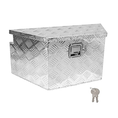 27" x 13" x 13" Trailer Tongue Tool Box with Latch and Keys Heavy Duty Aluminum Trailer Toolbox Organizer Truck Underbody Box Compatible with Pick Up Truck Bed RV Trailer ATV Silver