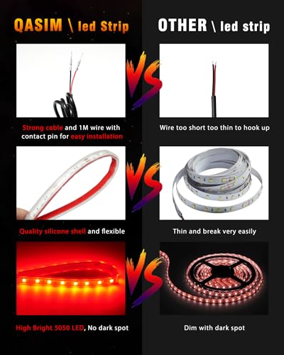 Red LED Underglow Strip Lights 12V 32CM IP67 for Car Golf Cart Pack of 6 (6 Count)