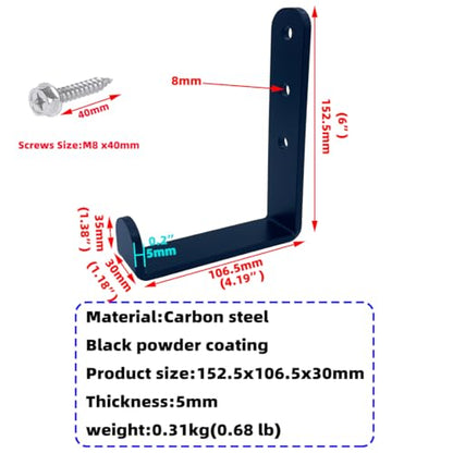 4 Pcs Black Heavy Duty Metal j Hooks for Hanging 280 lbs (4 Count)