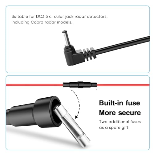 Radar Detector Rearview Mirror Rod Mount and Radar Power Cord Hardwired Kit